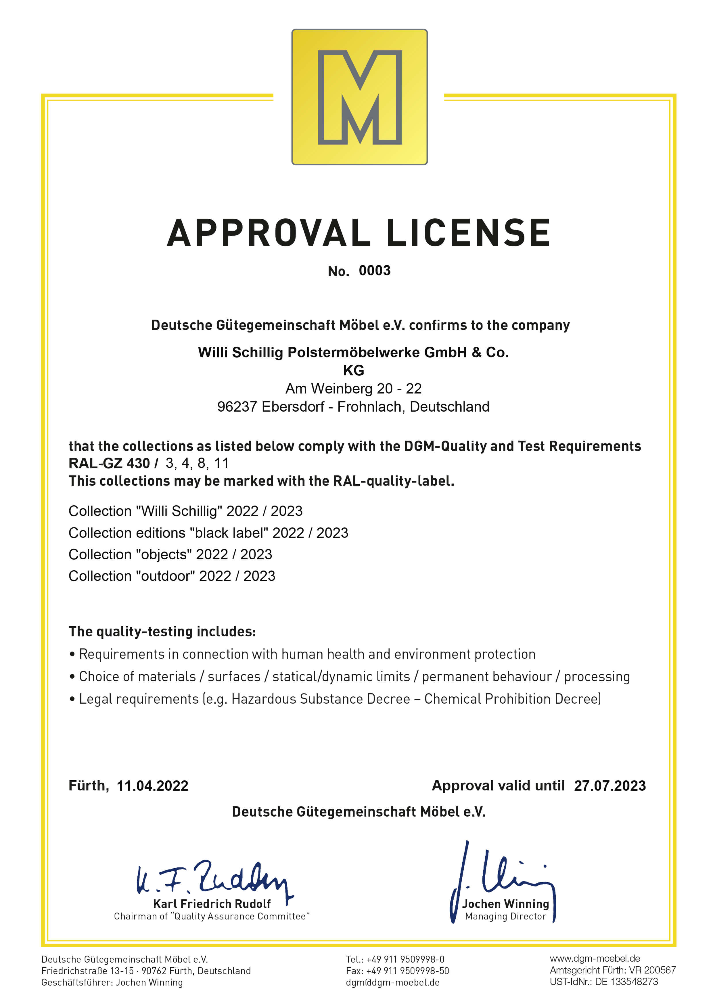 Approval License