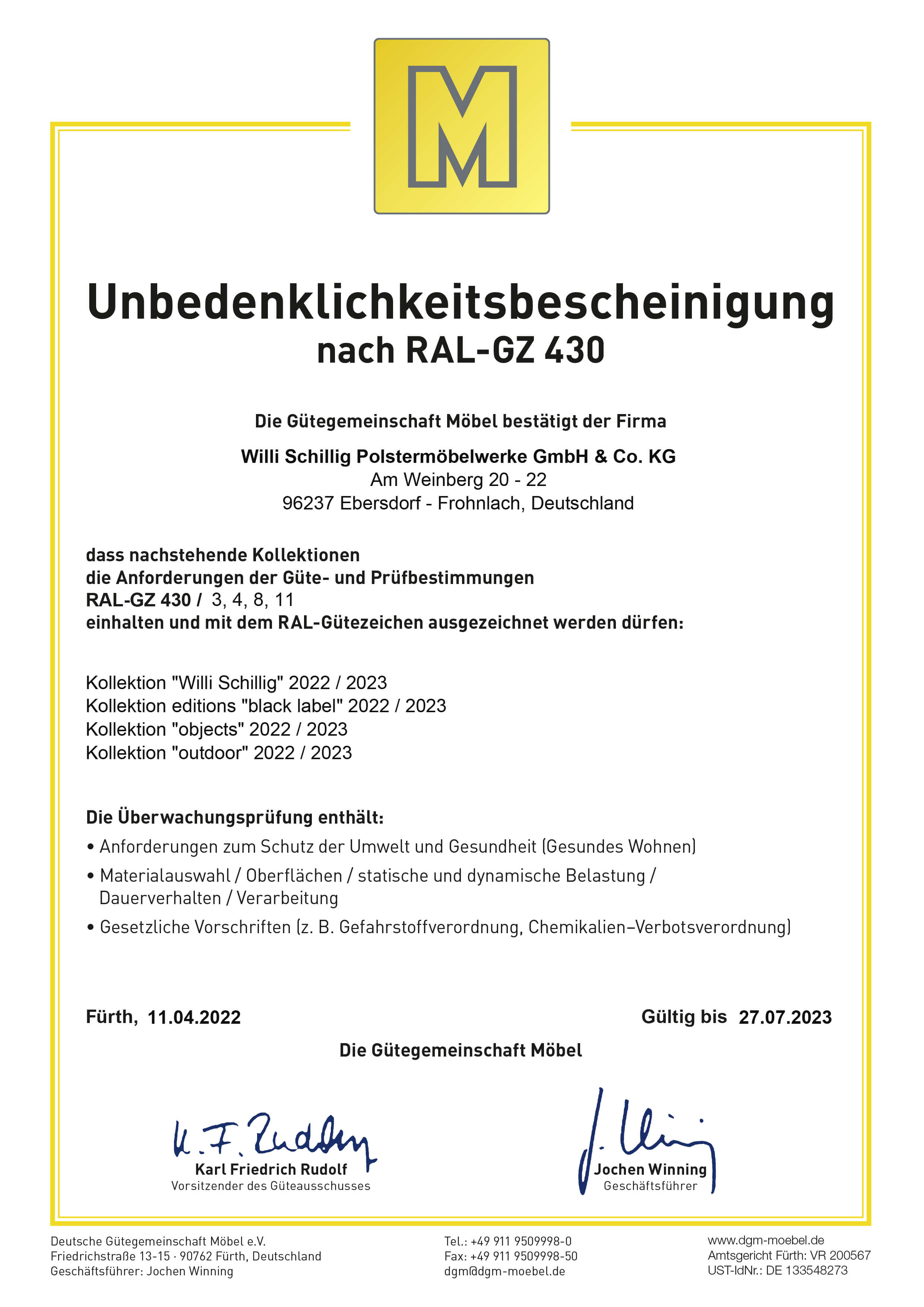 Unbedenklichkeitserklärung